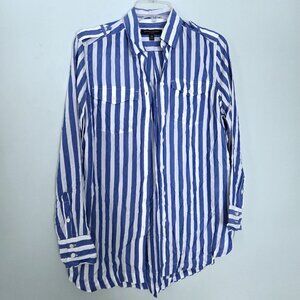 NWOT Banana Republic Lightweight Blue & White Stripe Blouse Size XS